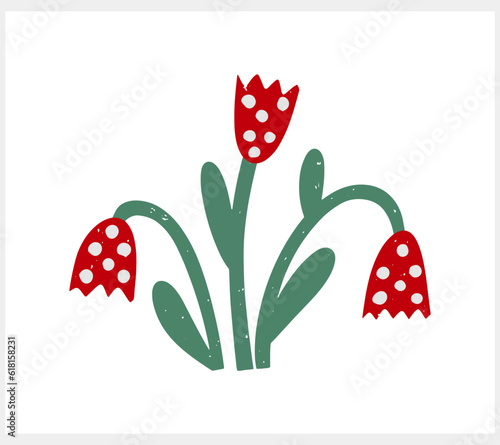 Fototapeta Naklejka Na Ścianę i Meble -  Flower with leaf icon isolated. Eco tulip clipart. Cartoon branch nature. Vector stock illustration. EPS 10