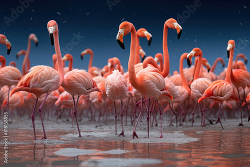 many_flamingos_standing_near_some_water © siripimon2525