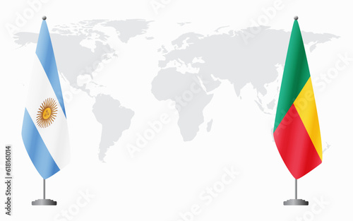 Argentina and Benin flags for official meeting