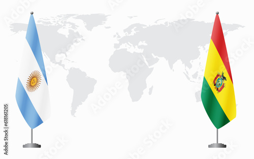 Argentina and Bolivia flags for official meeting