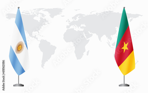 Argentina and Cameroon flags for official meeting