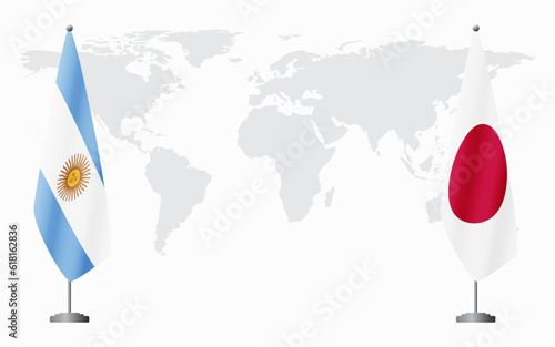 Argentina and Japan flags for official meeting