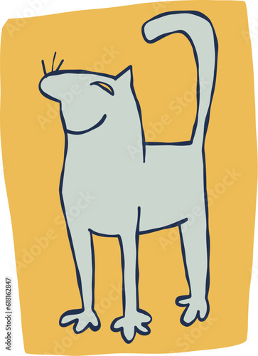 Vektor Zeichnung einer stehenden Cartoon Katze als Logo oder Maskottchen