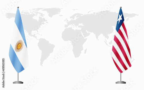 Argentina and Liberia flags for official meeting