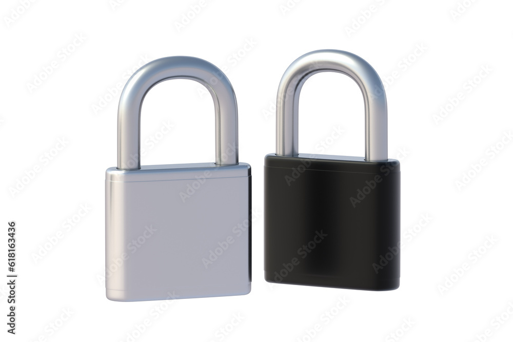 Two padlock isolated on white background. 3d render Two padlock isolated on white background. 3d render