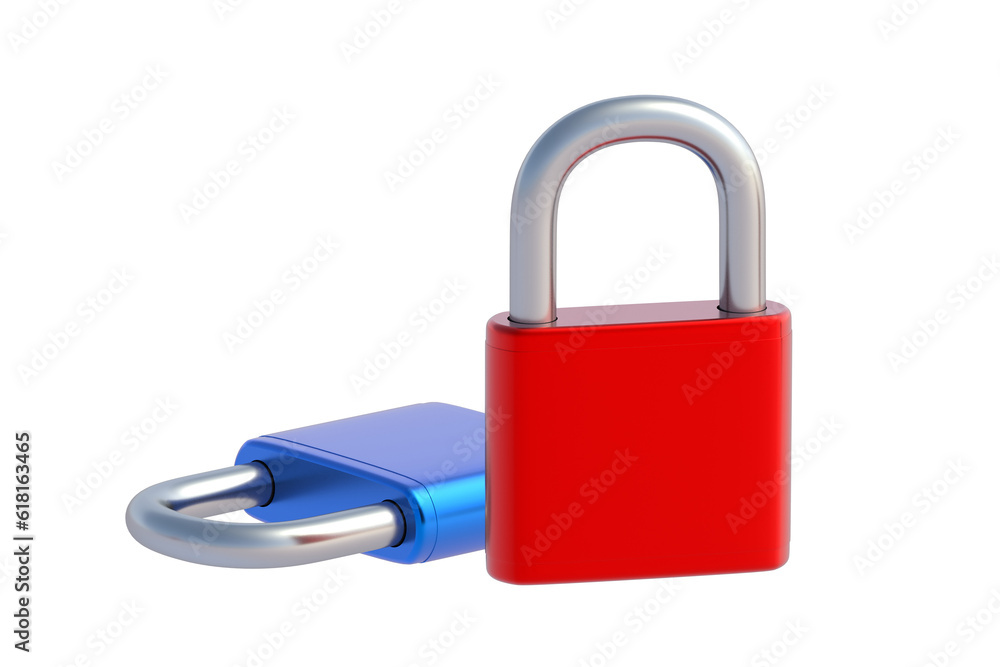 Padlocks isolated on white background. 3d render Padlocks isolated on white background. 3d render
