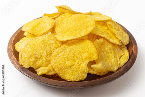 Sweet potato chips on a white background
