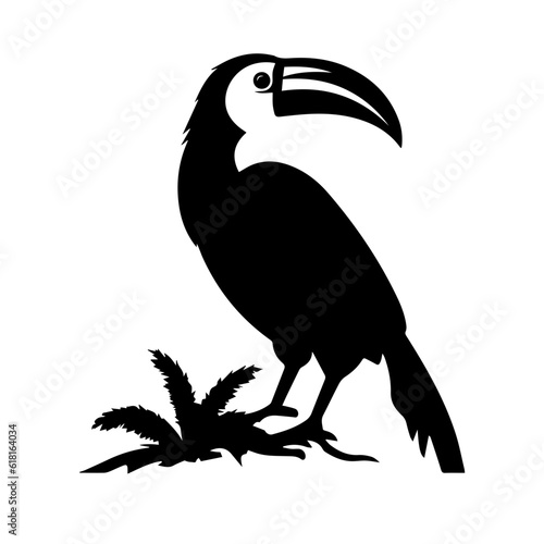 Vector illustration of a black silhouette toucan