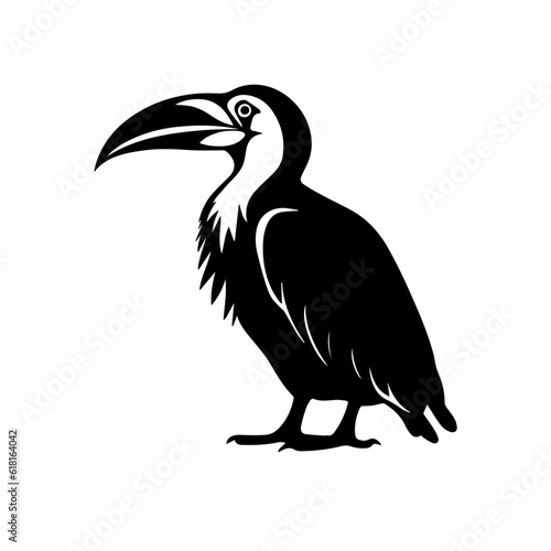Vector illustration of a black silhouette toucan