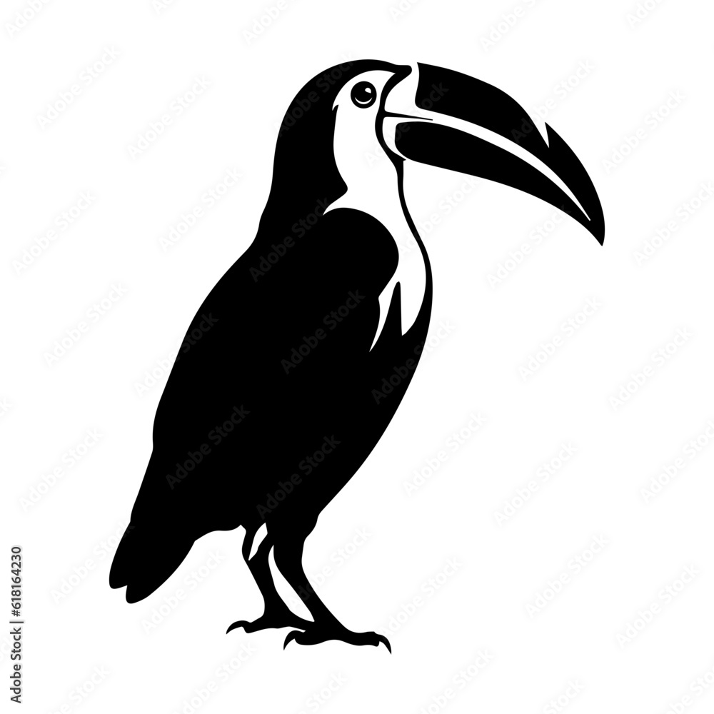 Fototapeta premium Vector illustration of a black silhouette toucan