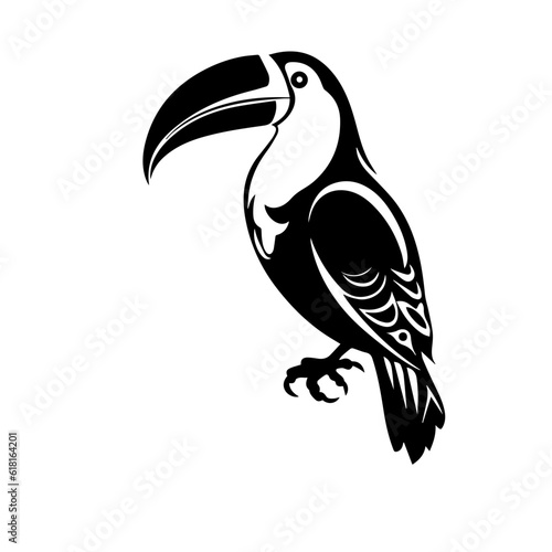 Vector illustration of a black silhouette toucan