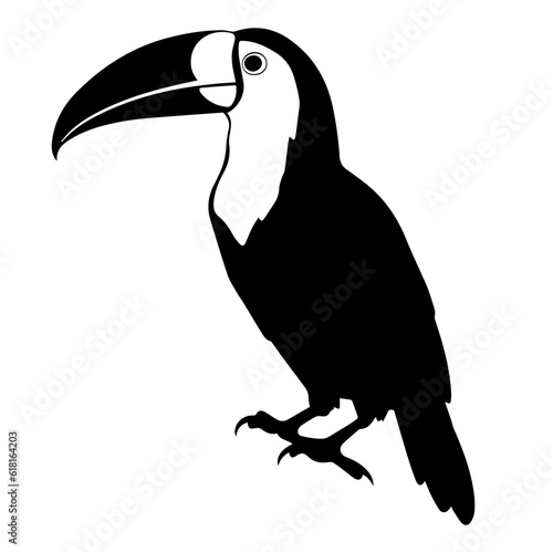 Vector illustration of a black silhouette toucan
