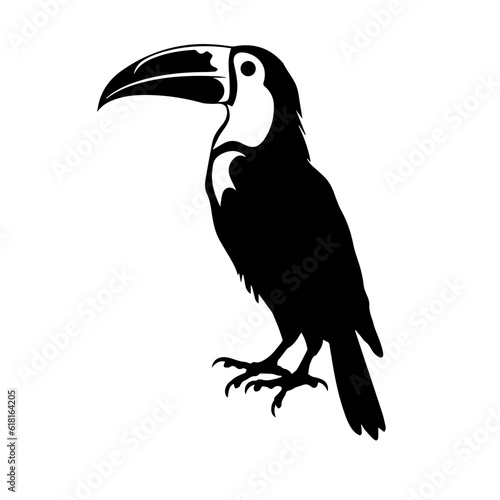 Vector illustration of a black silhouette toucan