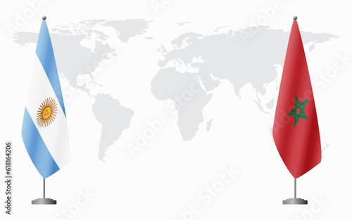 Argentina and Morocco flags for official meeting