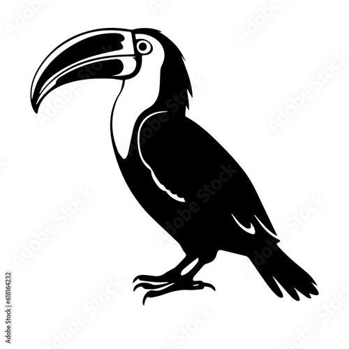 Vector illustration of a black silhouette toucan