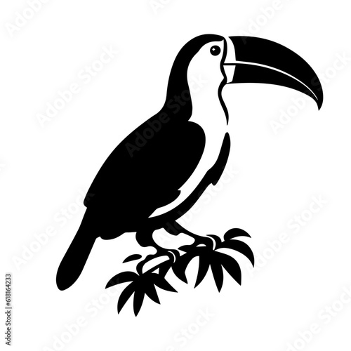 Vector illustration of a black silhouette toucan