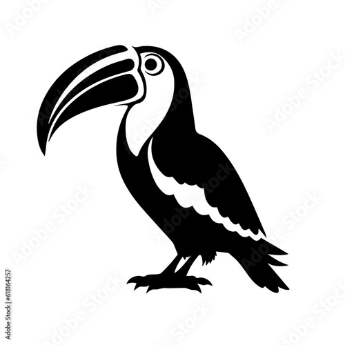 Vector illustration of a black silhouette toucan