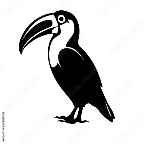 Vector illustration of a black silhouette toucan