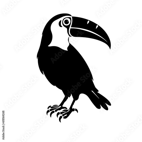 Vector illustration of a black silhouette toucan