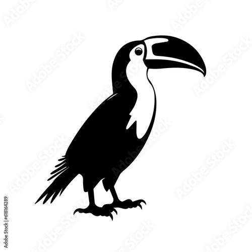 Vector illustration of a black silhouette toucan