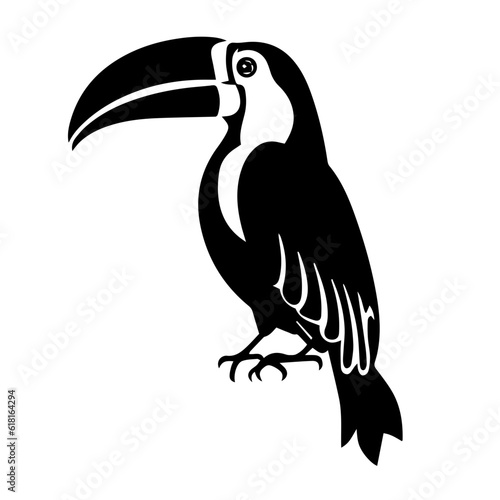 Vector illustration of a black silhouette toucan