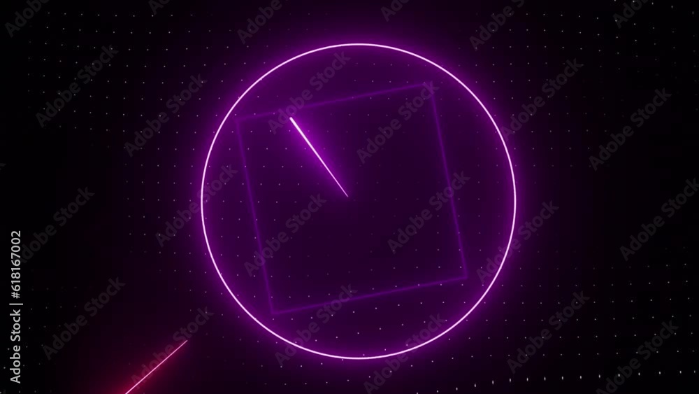 Animation of pink neon light trails and shapes over black background Animation of pink neon light trails and shapes over black background