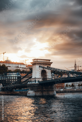 Budapest bridge on Danube River