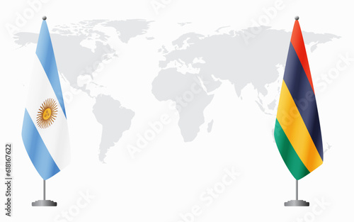 Argentina and Mauritius flags for official meeting