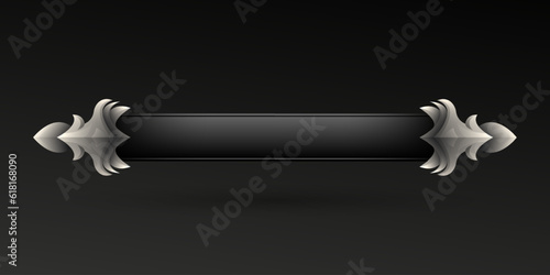 Fantasy black and metal border game gui screen title banner on black background