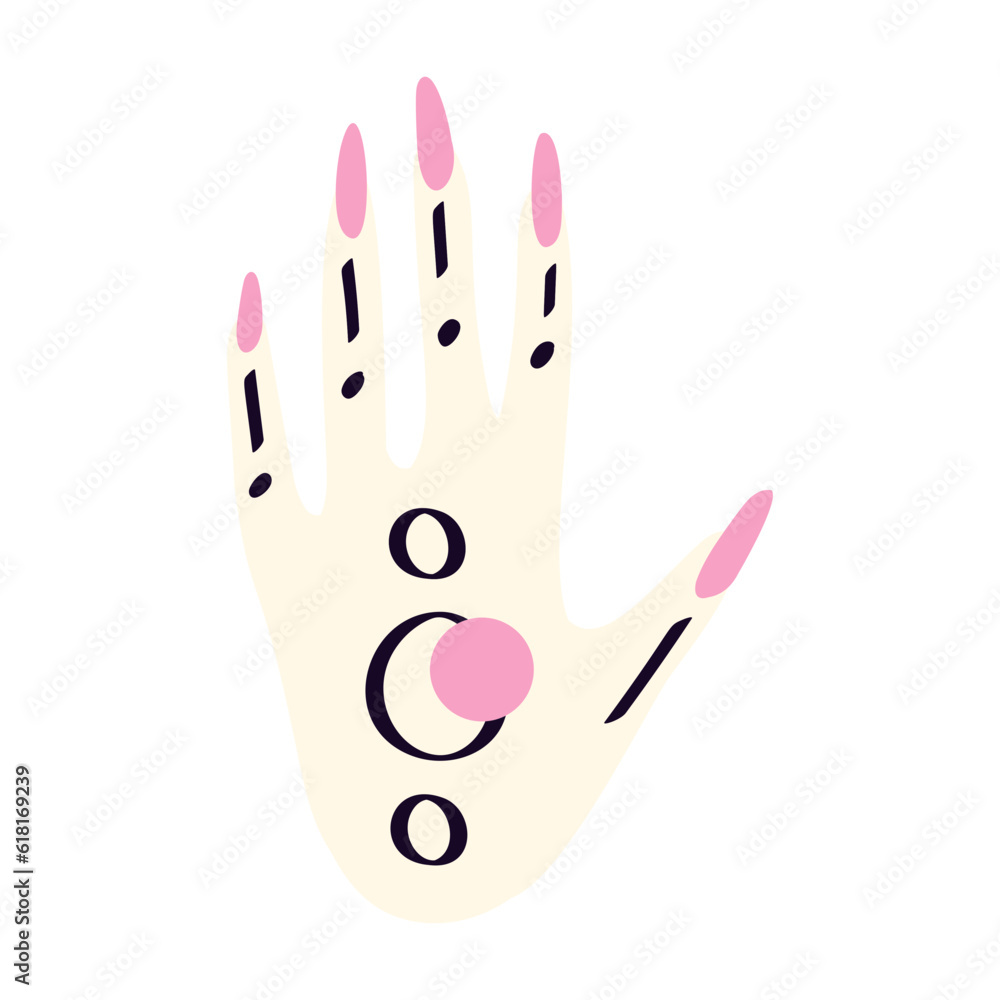 Magical Spiritualist mystical symbol of a hand with an eye. Modern trendy illustration Magical Spiritualist mystical symbol of a hand with an eye. Modern trendy illustration