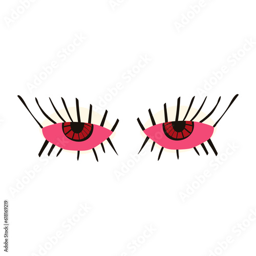 magical mystical symbol of a pink eyes. Modern trendy illustration