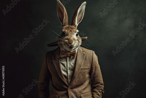 rabbit in a suit black backgruond
