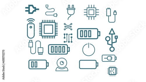 set of icons electronic