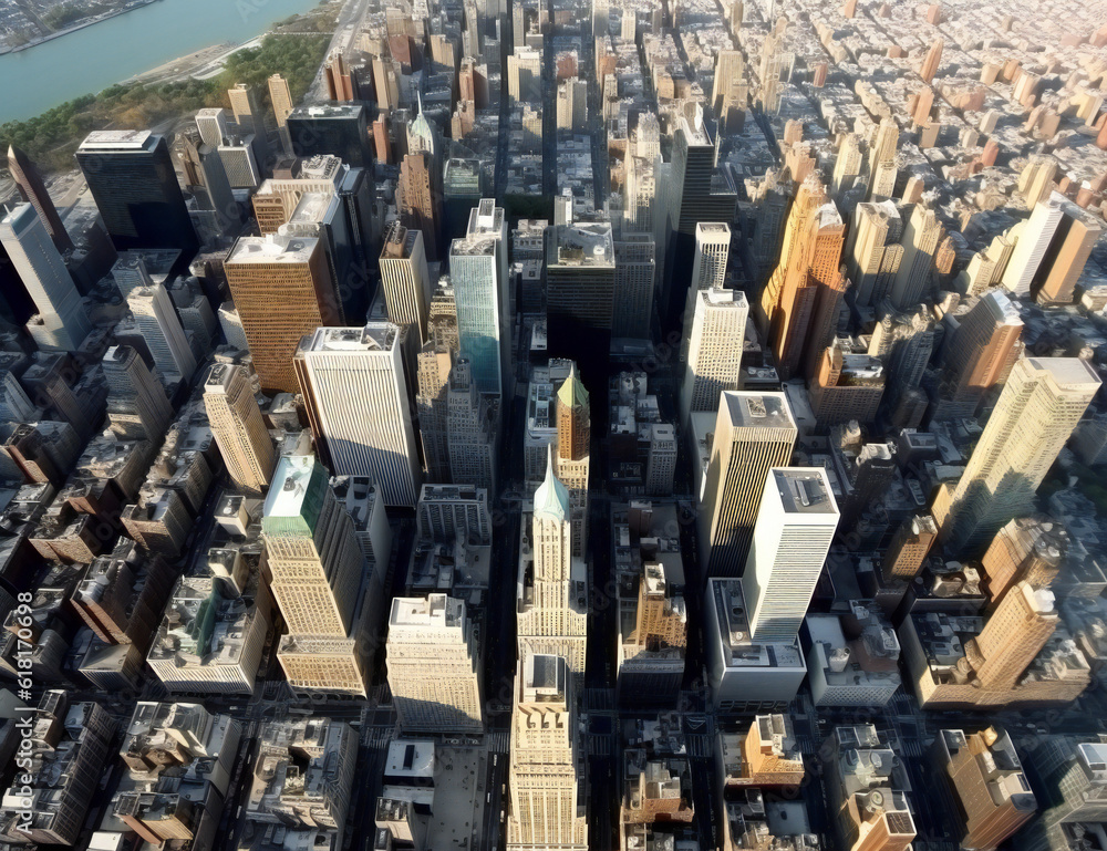Φωτογραφία New York City style city seen from the roof of skyscraper, New York, United Stat