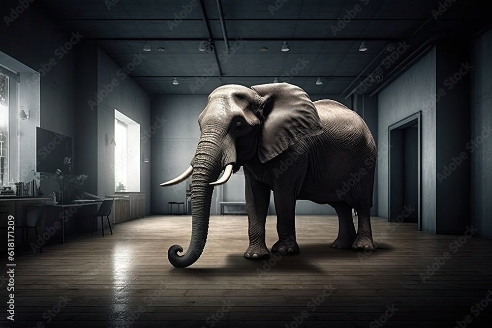 elephant in a room under the roof