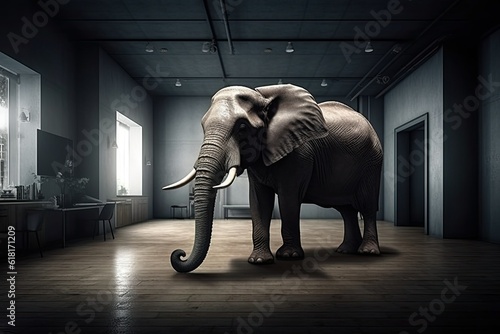 elephant in a room under the roof