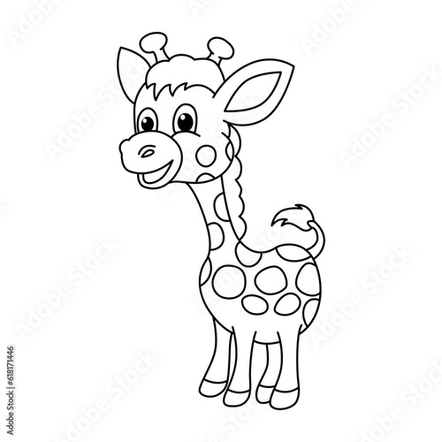 Canvas Print Funny giraffe cartoon characters vector illustration