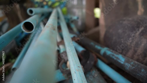 Pipe blue PVC faucet circle.