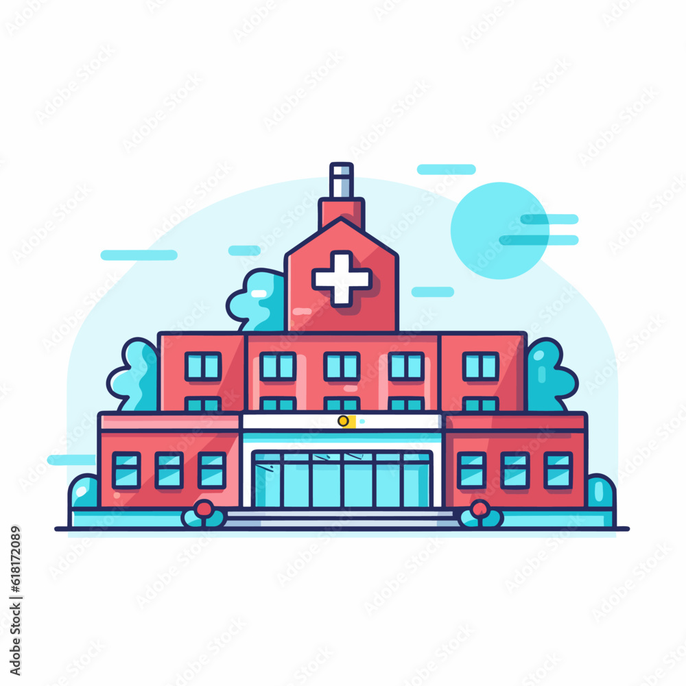 Hospital building vector icon illustration
