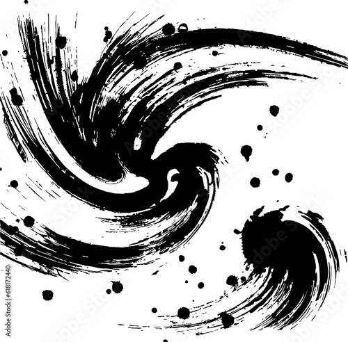 Swirling black brushstroke a vortex of ink on a vector abstract background