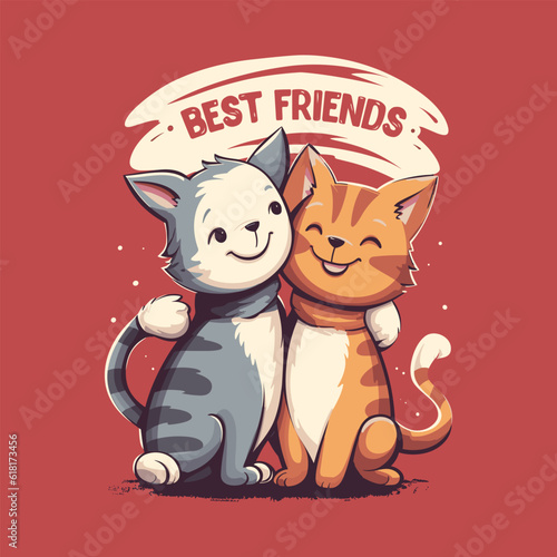 Illustration of animal hugging with bestfriend forever text, Bestfriends Forever Banner