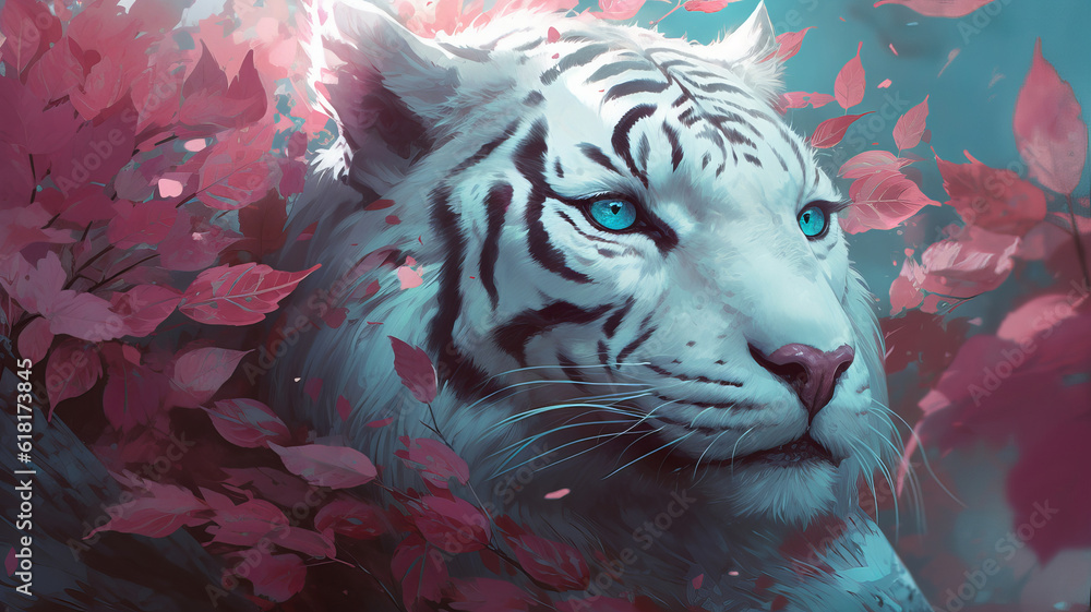 custom made wallpaper toronto digitalMesmerizing White Tiger King Magic Fantasy Portrait Digital Generated Amazing Romantic Fairytale Legend Story Poster Illustration
