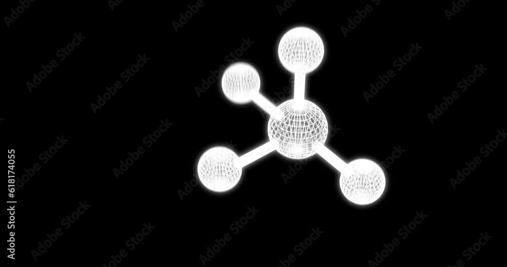 Animation of molecule moving on black background