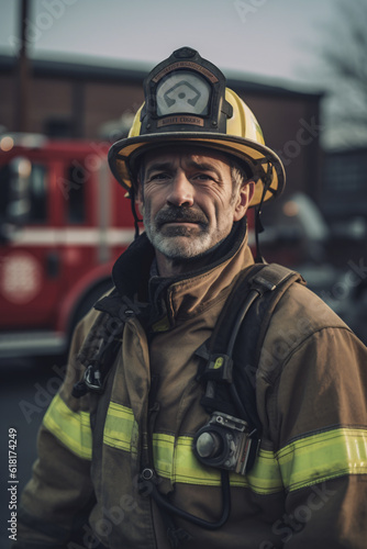 Portrait of fireman in full gear