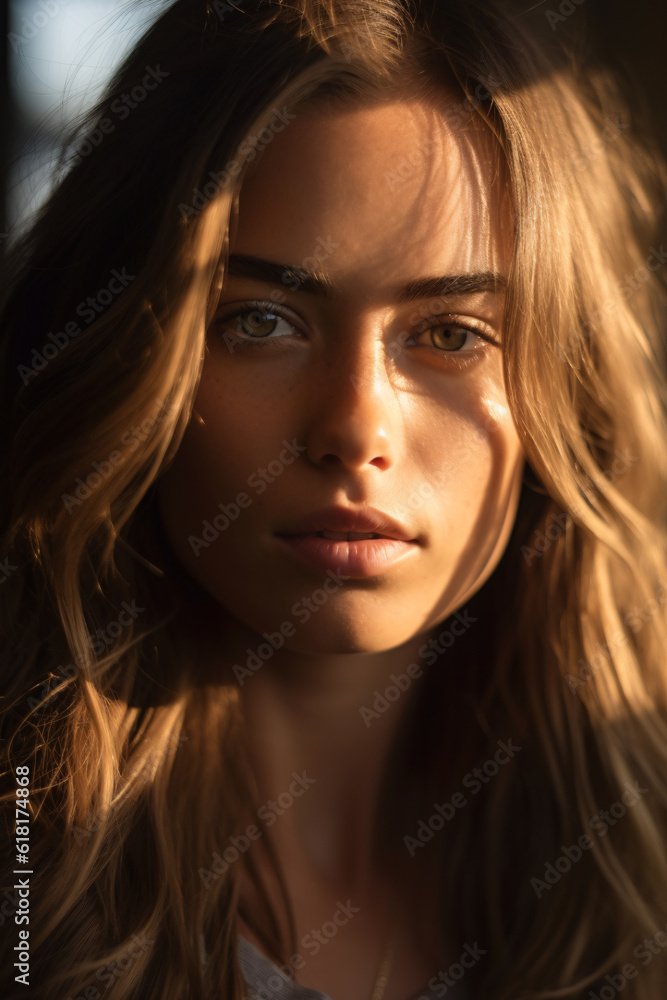 Portrait of beautiful woman during the sunset Portrait of beautiful woman during the sunset