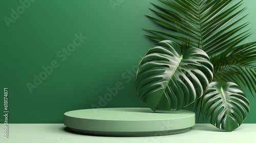 Product display background stand green leaf