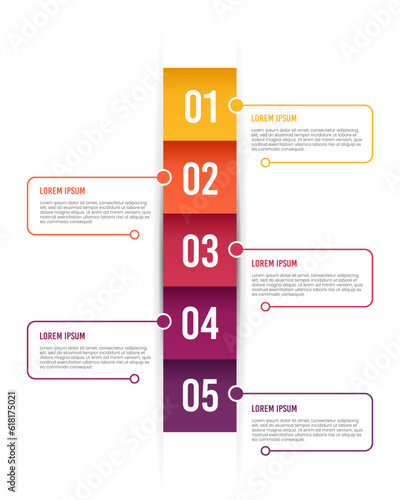 Infographic vertical numbers with pointer steps. Vector illustration.