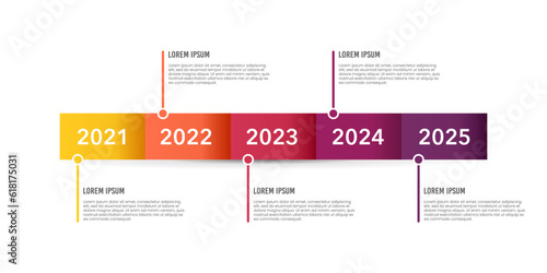 Infographic timeline 5th-anniversary presentation. Vector illustration.