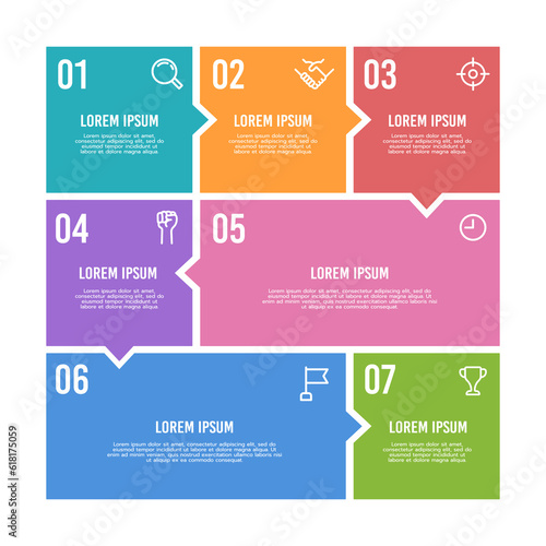 7 steps infographic poster or brochure. Vector illustration.