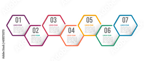 Infographic hexagon 7 steps or options to success. Workflow to success. Vector illustration. 
